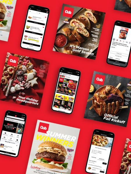 Mobile and tablet images of Cub foods app